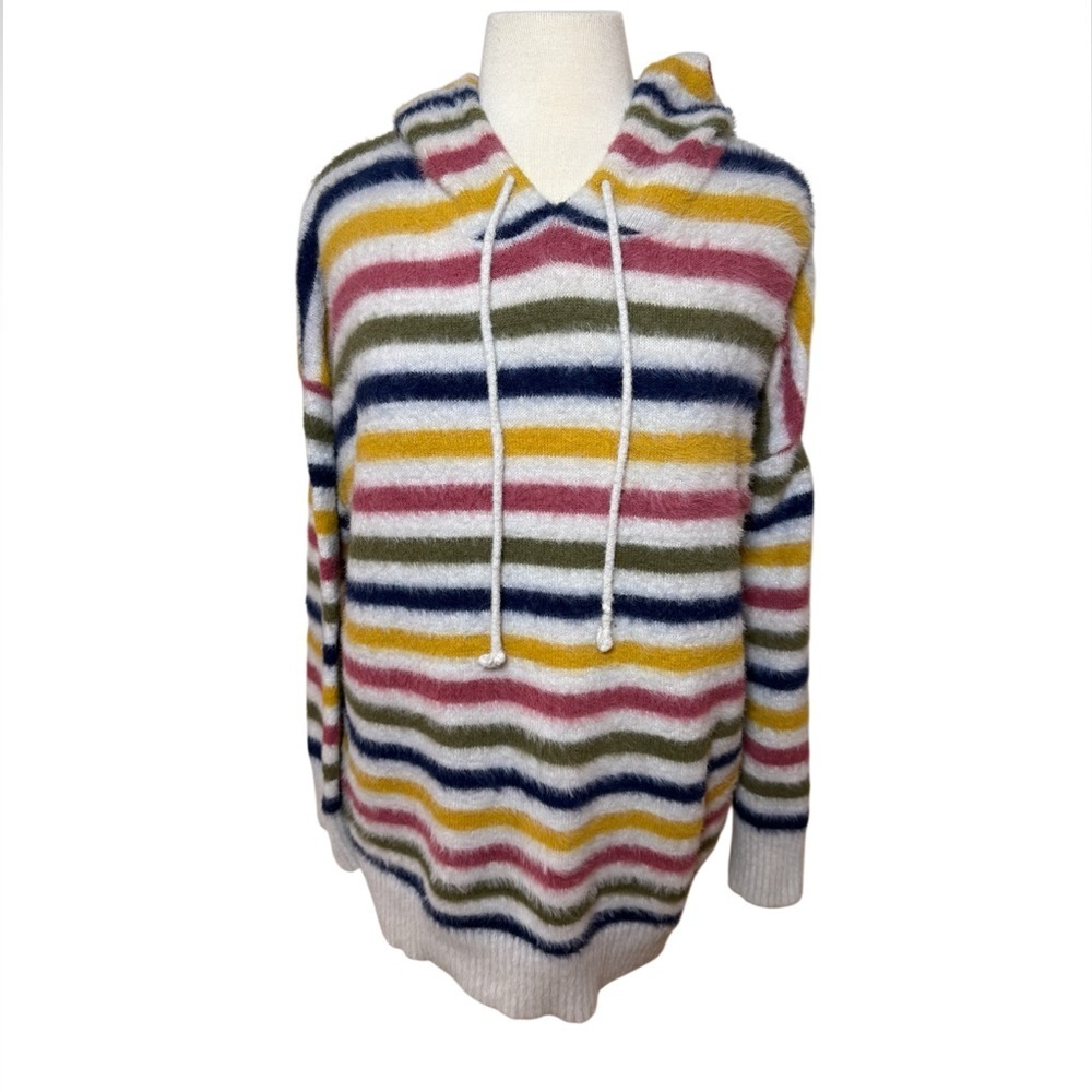 Anthropologie Oliver by Escio Multi Color Striped Fuzzy Sweater-Size XL
